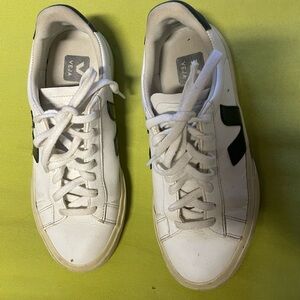 Veja White Leather Sneakers with Black V Logo